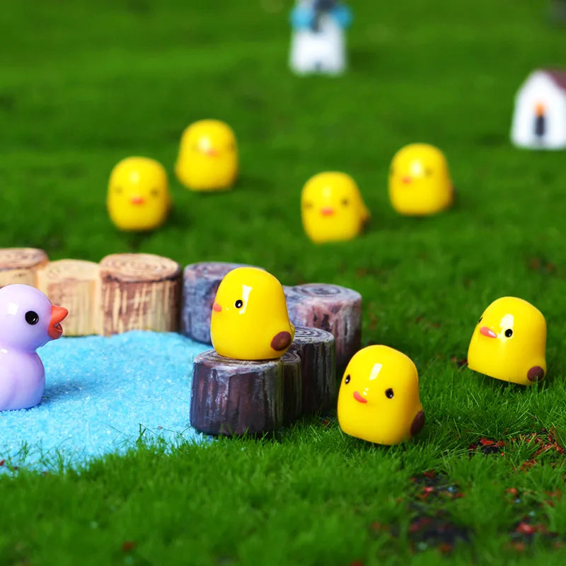50PCS Resin Tiny Chicken Figurines Mini Chickens Miniatures Micro Landscape Fairy Garden Decor Terrarium Crafts Ornament