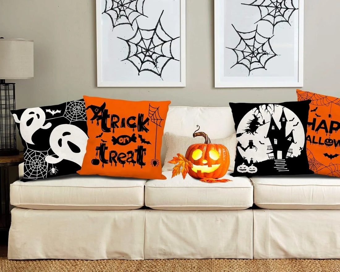 Spooky Halloween Pillows: Ghosts, Witches, and Treats! Sofa cushion cover, holiday party decoration, gift