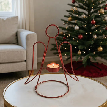 2pcs Ironwork Angel-Shaped Candle Holder Holiday Decorative Candlesticks for Candles StandChristmas Home Tabletop Ambiance Decor