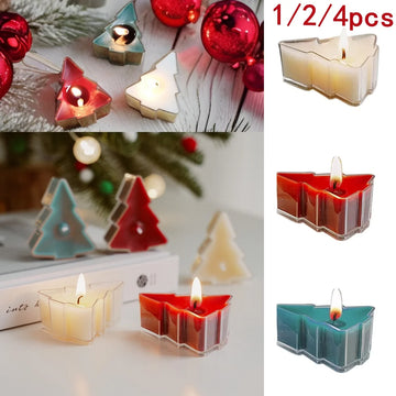 1/2/4Pcs Christmas Tree Shape Candle Small Scented Handmade Tea Lights Candles for Xmas New Year Gifts Home Party Desktop Decor