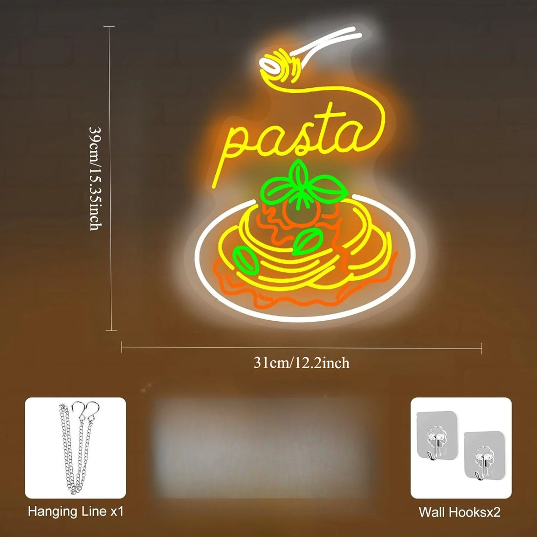 Pasta Neon Sign USB Dimmable LED Neon Light Sign Wall Art Decoration for Gameroom Bedroom Livingroom Bar Party Birthday Gifts