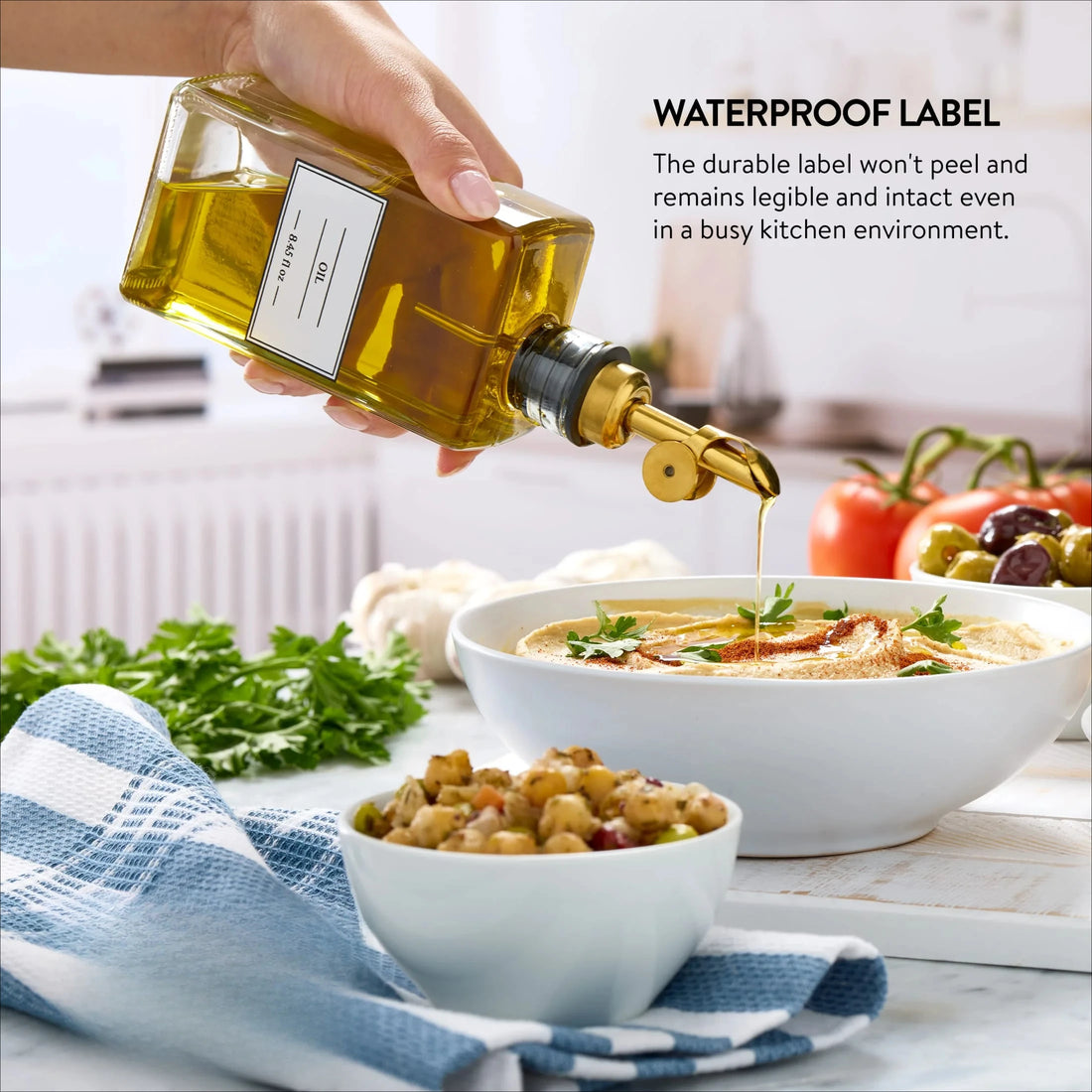 8.45oz Automatic Oil Pot Soy Sauce Bottle Vinegar Bottle Unfilled Glass Oil Cruet Bottle with Gold Spout  Kitchen Accessories