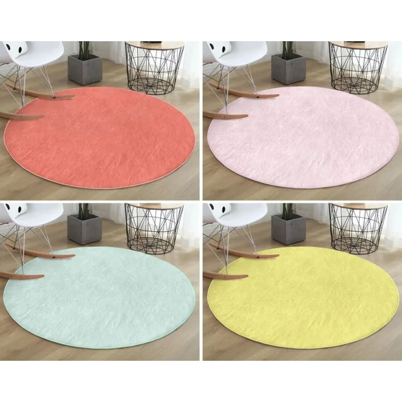 Pure Round Rug Luxury Floor Carpet Plain Non Slip Circle Rugs Solid Anti Slip Mat Vivid Area Rugs Green Rug for Kids Living Room