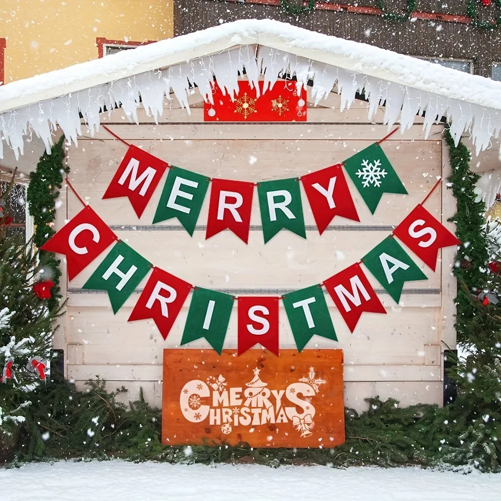 Felt christmas flag banner christmas party venue decoration hang flag