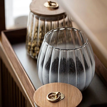 Floral Glass Sealed Jar Creative Food Grade Container for Tea & Sugar Storage Striped Large Capacity Kitchen Decor