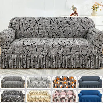 1pc Stretch Sofa Cover Spandex Corner Sofa Covers With Skirt Printed Non-slip Sofa Slipcover For Bedroom Living Room Home Decor