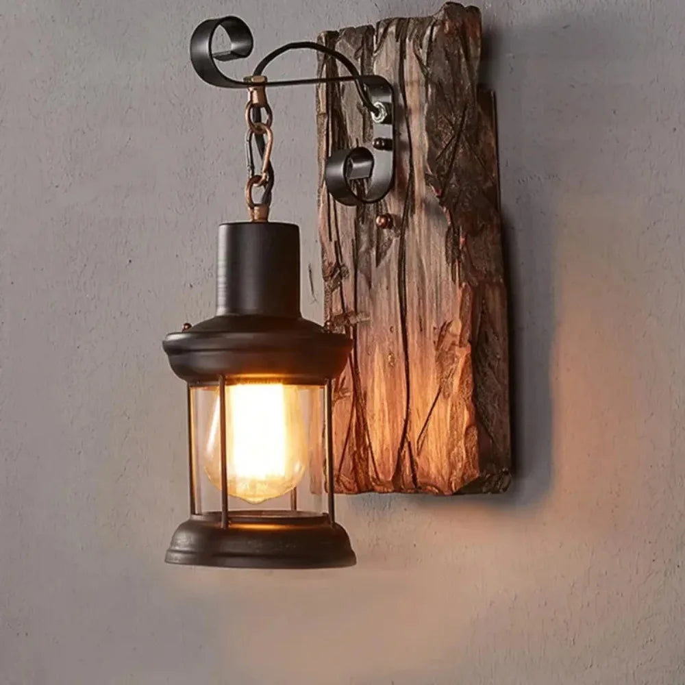 Retro Wooden Design Wall Lampshade Apply for Home Kitchen Corrior Living Room Decorative Lighting Fixtures Black Wall Light