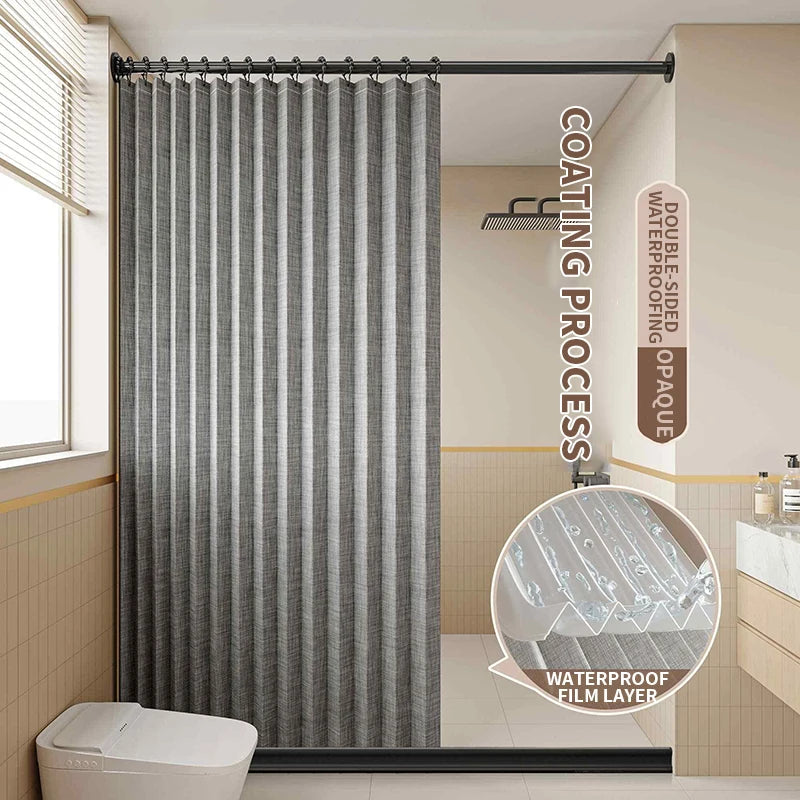 Fashionable Foldable Double-Sided Magnetic Shower Curtain Thick Fabric Home Decor Shower Partition Curtain for Bathroom Decor