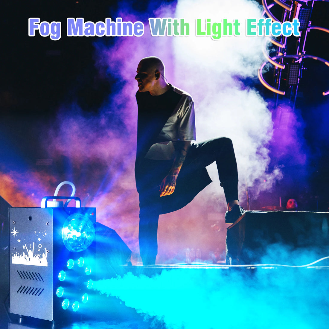 Datewink 700W Smoke Fog Machine 9LEDs RGB Stage Lights Effect Remote Control Fogger Ejector For Disco DJ Christmas Party Wedding