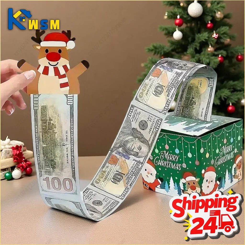1-20PCS Christmas Gift Father Christmas Elk Christmas Tree Pattern Money Draw Surprise Box Festive Small Gifts Party Supplies