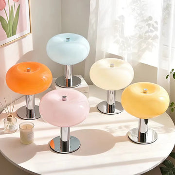 USB Rechargeable Table Lamp Glass Dimmable Desk Night Light Wireless