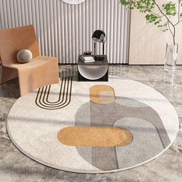 Light Luxury Round Rug Minimalist Cream Rugs for Bedroom Fluffy Soft Living Room Carpet Home Imitation Cashmere Carpet Plush Mat