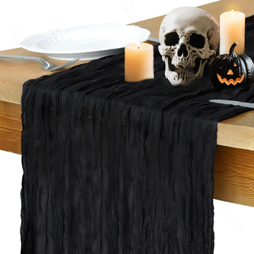 Black Cheesecloth Table Runner Halloween Decoration Boho Rustic Gauze Cheese Cloth Table Runner Wedding Bridal Shower Birthday