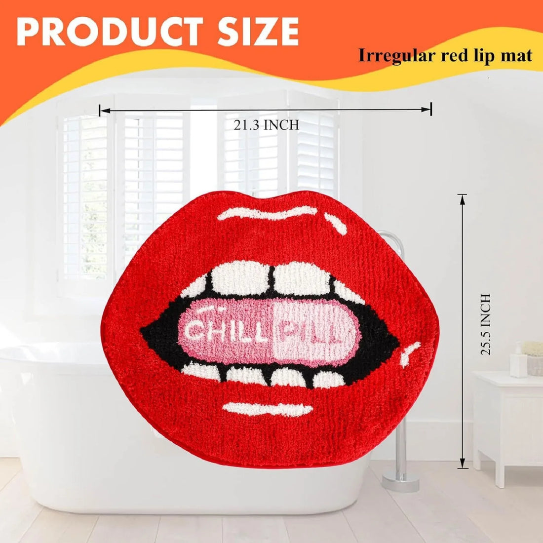 Unique Red Lips Shaped Floor Mat Soft Plush Rug For Bedroom, Bathroom, Or Living Room Non-Slip Backing