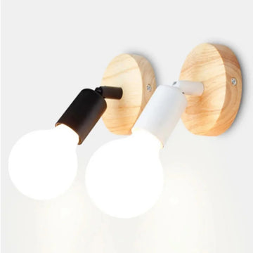 Retro Indoor Modern Bedside Retro Interior E27 Bracket Light Lighting Bedroom Living Room Home Wood LED Wall Lamp