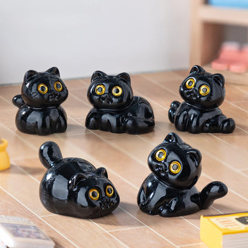 5/15Pcs Black Cat Ornament Mini Figurines Miniature Resin Cute Kitten Micro Landscape Crafts Small Ornaments Desktop Decoration