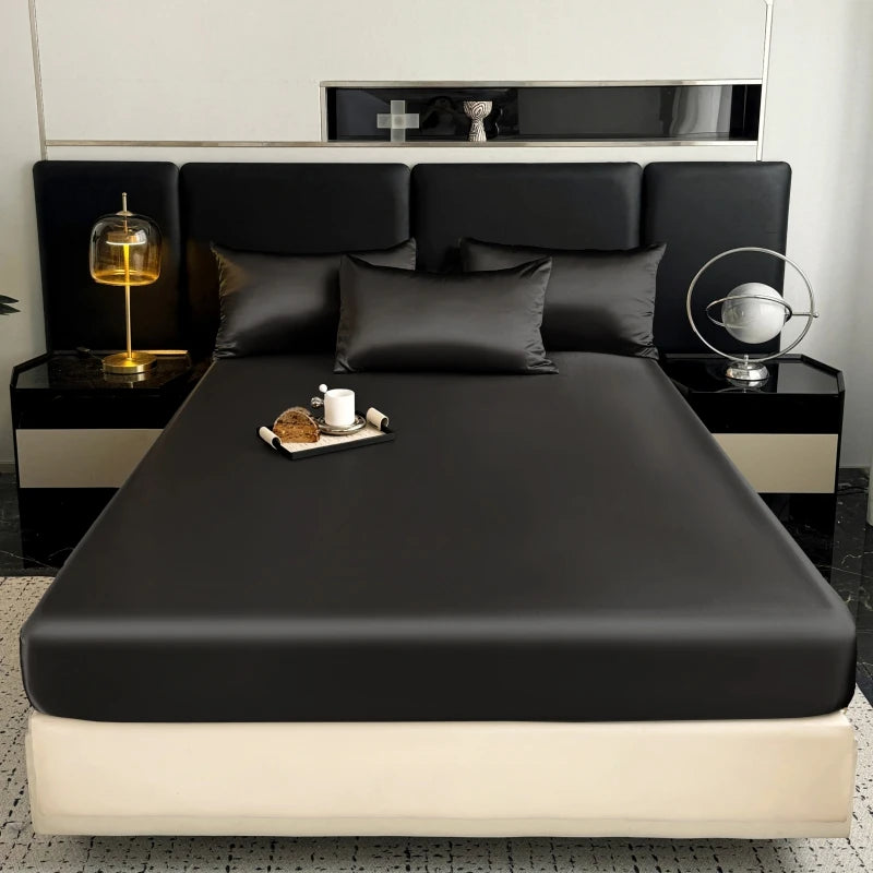3 Pcs or 1 Pcs High End Mulberry Silk Bed Sheet Set Luxury Solid Color Silk Fitted Sheet Soft Smooth Satin Bed Linen Pillowcases