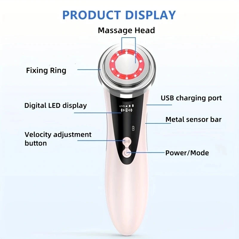 EMS facial massage device, skin care tool, 4-in-1, RF facelift, multi-function solid device, skin recovery, wrinkle removal