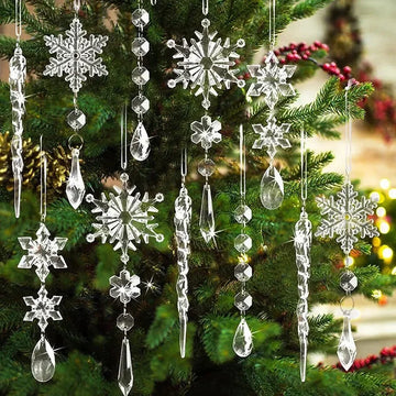 10/30pcs Acrylic Snowflake Ornaments - Frosted Ice Pendants for Christmas Tree & 2025 New Year Home Holiday Decorations