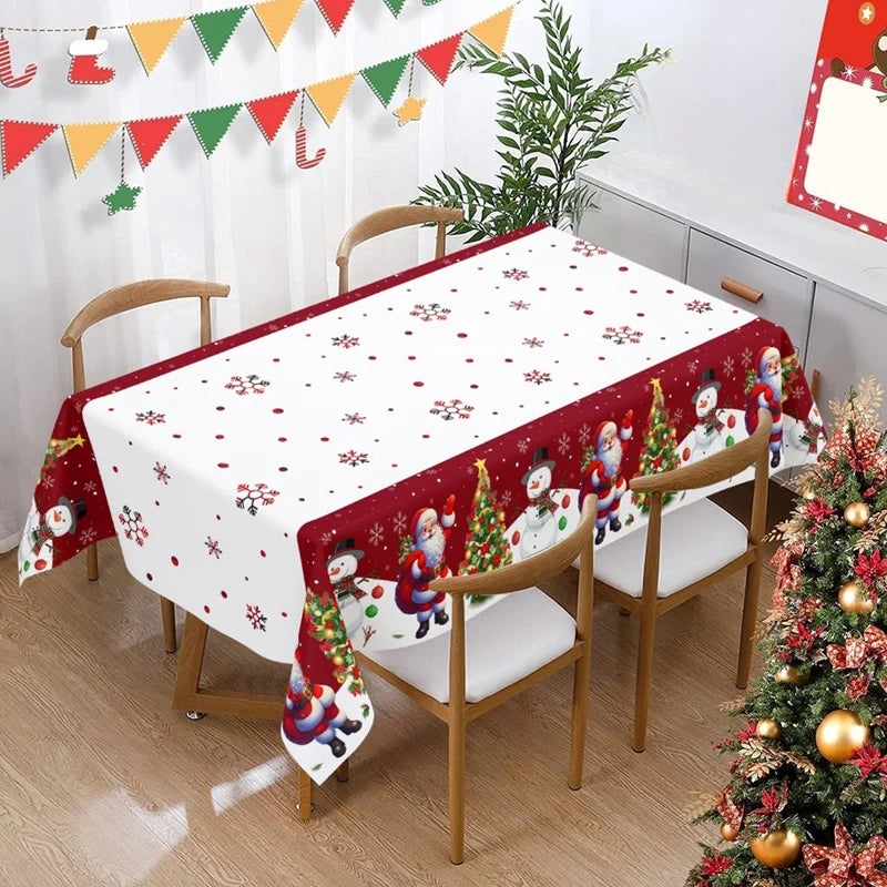Christmas Tablecloth Santa Snowman Table Cover Christmas Party Table Decorations for Home 2025 Navidad Notal Noel Xmas Ornaments
