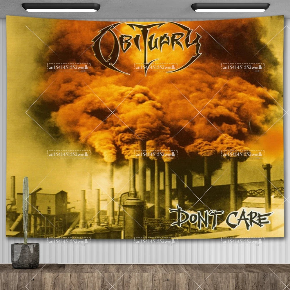 Obituarys Band Death Metal Tapestry Wall Hanging Interior Decoration Flags Banner Retro Tapestrys Macrame Aesthetic Tapestries