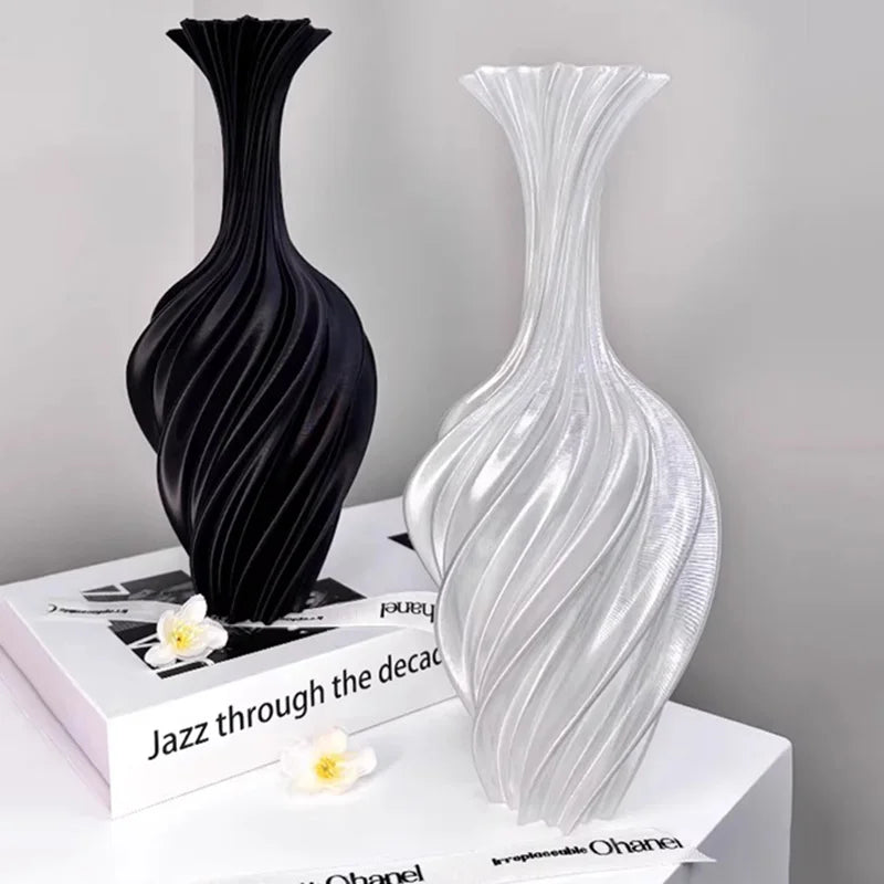 3d Printed Vase Modern Style Vase Flower Vase with Swirl Pattern Aesthetic Floral Display Vase for Living Room Desktop Decor