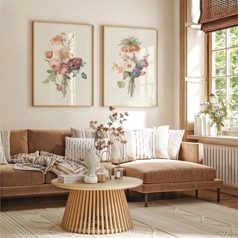Spring Floral Bunches Roses Poster Vintage Flower Bouquets Botanical Canvas Painting Cottage Wall Art for Living Room Home Decor