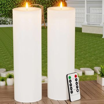 LED Large Electronic Candle Lights Waterproof Flickering LED Flameless Candle Christmas Patio Simulation Pillar Candle