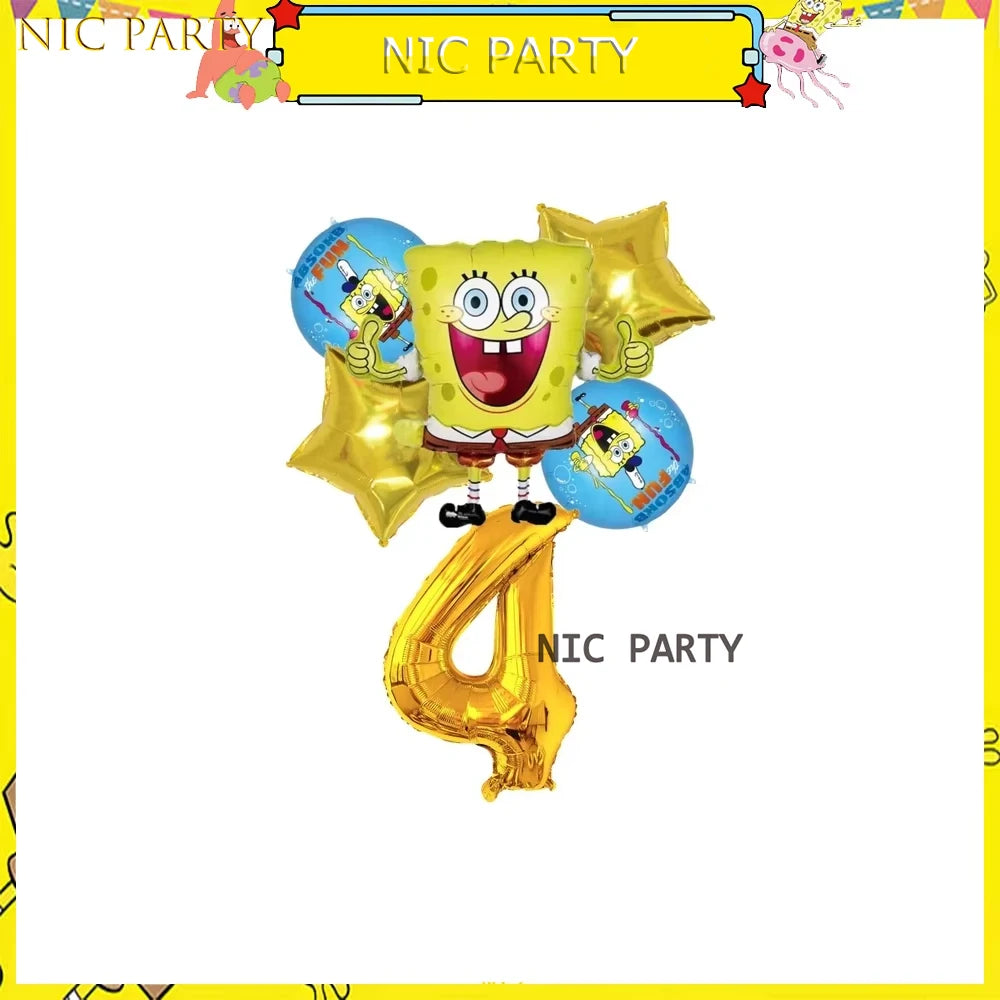 SpongeBobs Birthday Party Decoration Plates Tablecloth Cup Napkin Balloon For Kids Birthday Party Tableware Supplies Baby Shower
