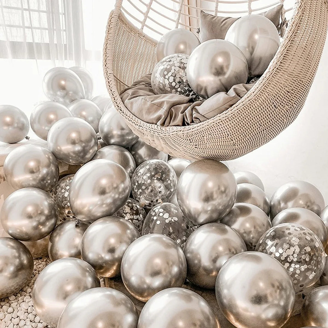 40pcs 12inch Silver Mixed Confetti Latex Balloons Boy Girl Birthday Adult Woman Man Party Decorations Graduation New Year Decor