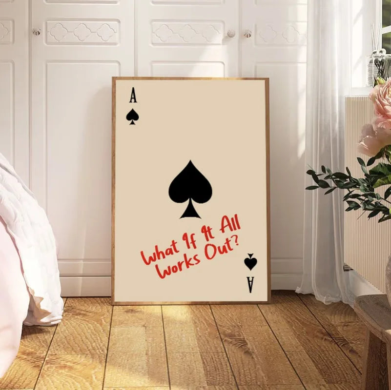 Minimalist Spades Playing Card Poster Printed Retro Art Kitchen Aesthetic Decoration Modern Home Wall Frameless Canvas Painting