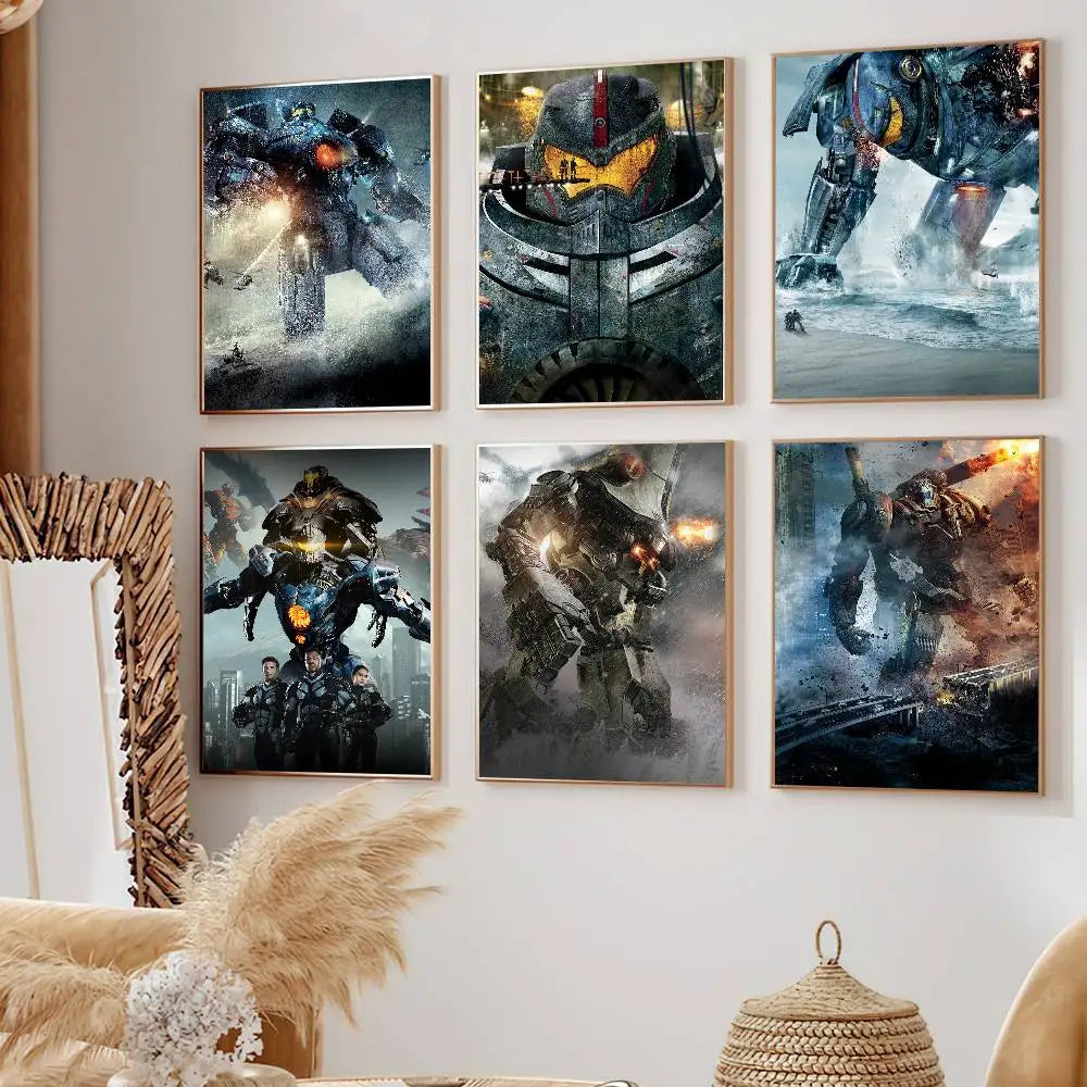 Movie P-Pacific R-Rim Poster Self Adhesive Painting Living Room Office Decoration Bedroom Home Wall Sticker Prints