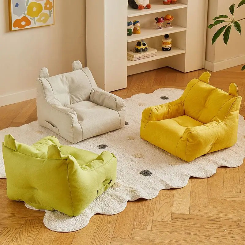 Solid Color Sofa Chair Cartoon Seat Children Sofa Lazy Cat Bean Bag Environ Mentally Friendly Portable Sofa Bedroom Furniture