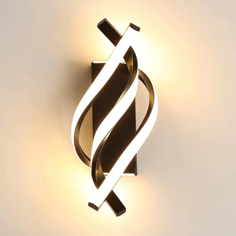 Curved Spiral Design LED Wall Lamp for Bedroom Bedside Corridor Living Room Staircase Corridor Lighting Fixture Home Decor Light