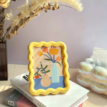 Milk Yellow Ins Style Cute Decorative Picture Frame Desktop Ornament Wall Art Creative Home Decoration Small Tabletop Decor