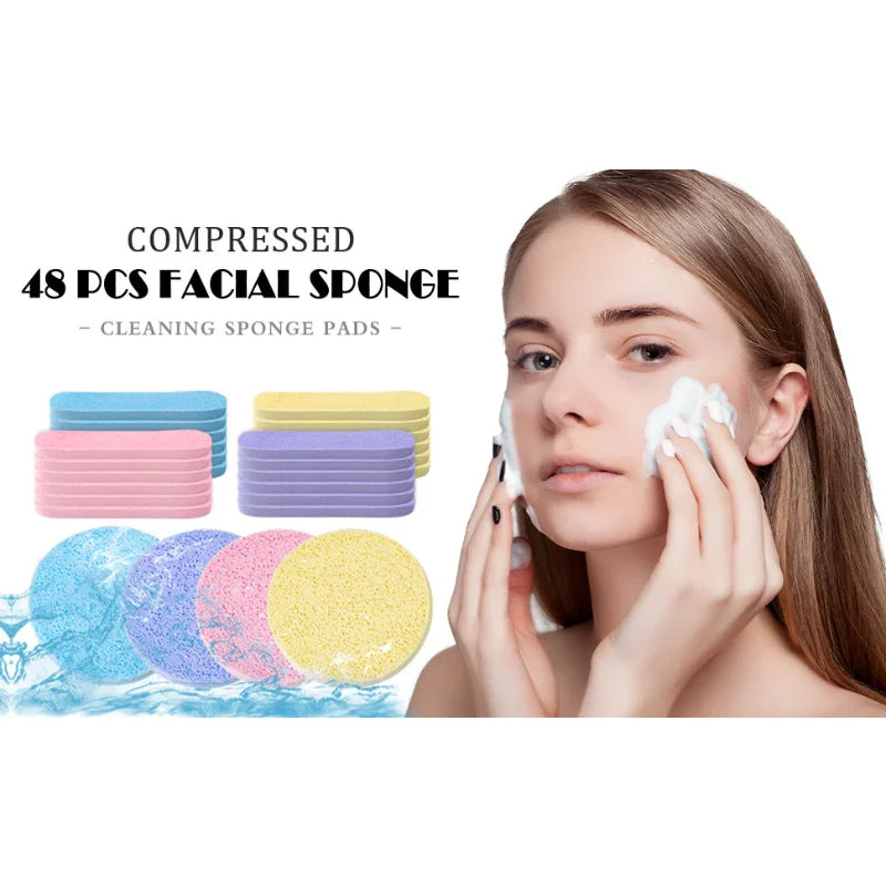 48 Pcs Compressed Facial Sponge for Estheticians Face Sponges for Cleansing, Professional Makeup Removal Sponge skin care tool