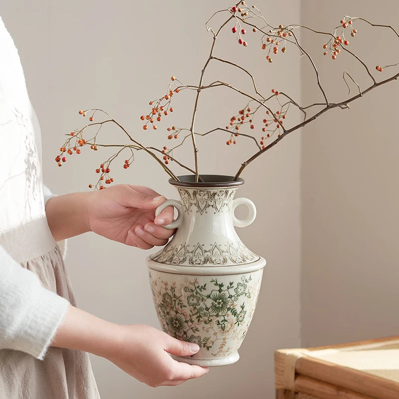 Crackle Glaze Ceramic Vase with Swirl Design  Hydroponic Plant Pot for Home Decor Unique Cracked Texture Flower Holder Gift