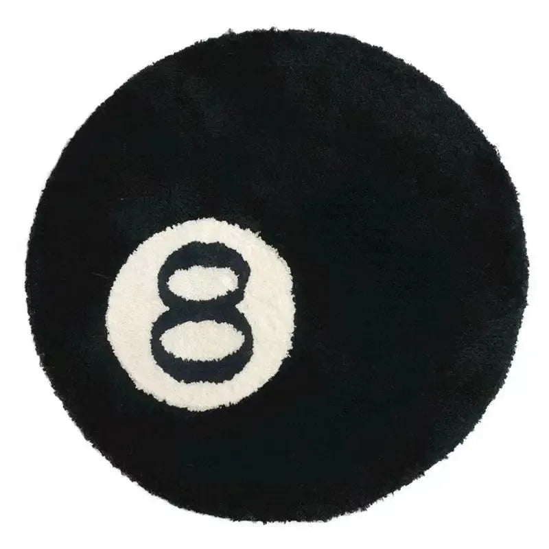 VIKAMA Imitation Cashmere Slocum Black 8 Mats Round Bedroom Carpet Living Room Bedroom Cushion Room Decoration Prayer Rugs
