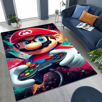 2026 New Retro Mario Cartoon Gift Rug for Bedroom Living Room Sofa Home Doormat Decor, Large Kids Play Non-slip Floor Mat