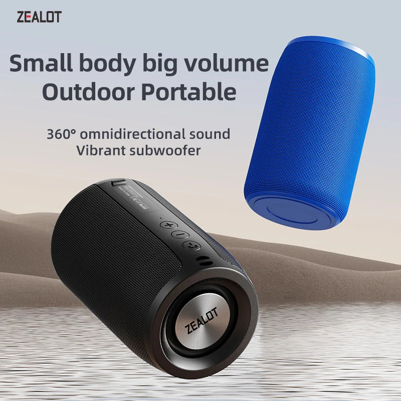 ZEALOT-S32 Wireless Bluetooth Speaker Mini Portable HIFI Subwoofer Speaker with fm Radio Column Support TF, TWS, USB Flash Drive
