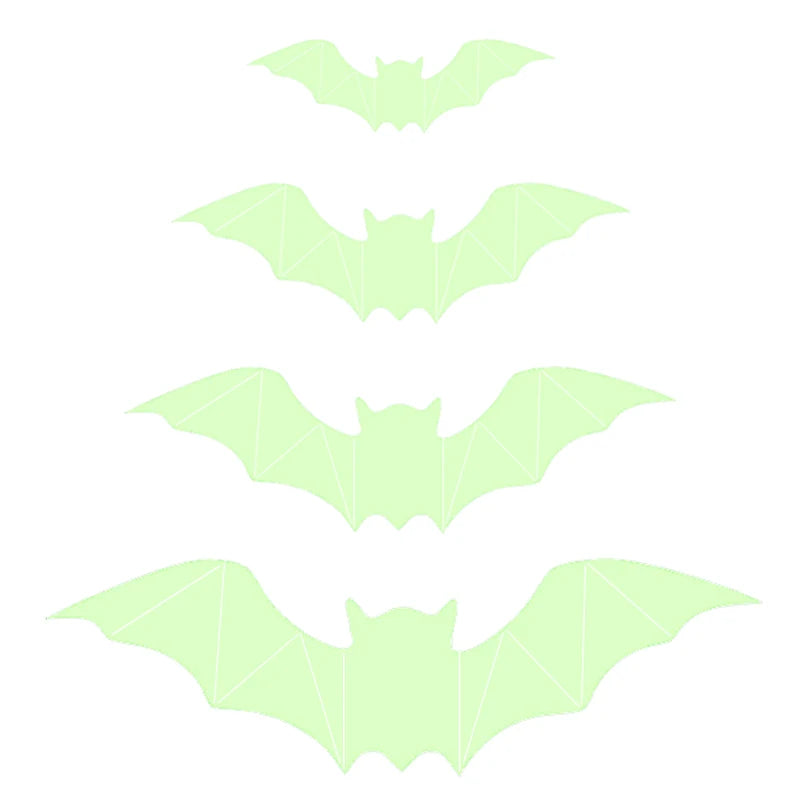 16pcs Glow Halloween Wall Stickers Halloween Glow In The Dark Window Decals Bat Decal Halloween Holiday Haunted House Home Decor