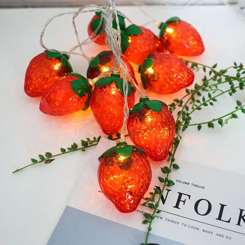 6.5FT 10LEDS Strawberry String Lights Home Decoration Fairy Lights LED Hanging Lights Always On Light Mode for Easter Party 001