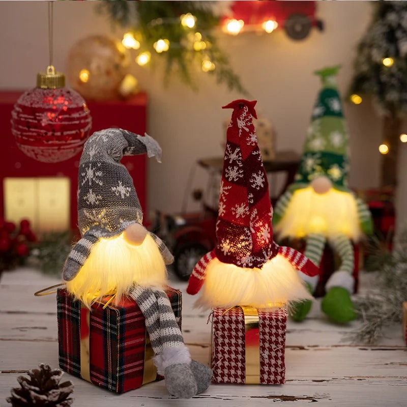 Glowing Gnome Christmas Decoration Faceless Doll Night Light Home Navidad Natal 2025 New Year Children X-mas Gifts
