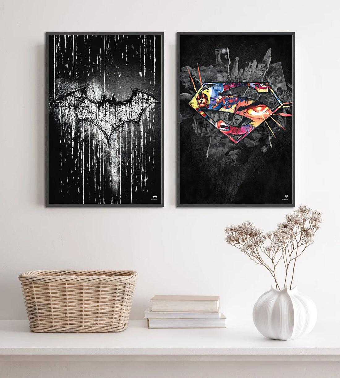 DC Super Hero Logo Self-adhesive Poster Movie Figures Home Decoration Painting Wall Art Bedroom SuperMan Decor Batman Wallpaper