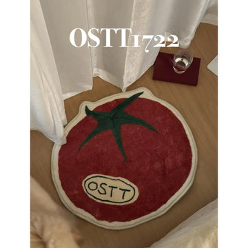 VIKAMA Great Tomato Quirky Shaped Carpet Entrance Door Mat Stairway Bathroom Floor Mat Vanity Foot Mat Home Decoration  Outdoor