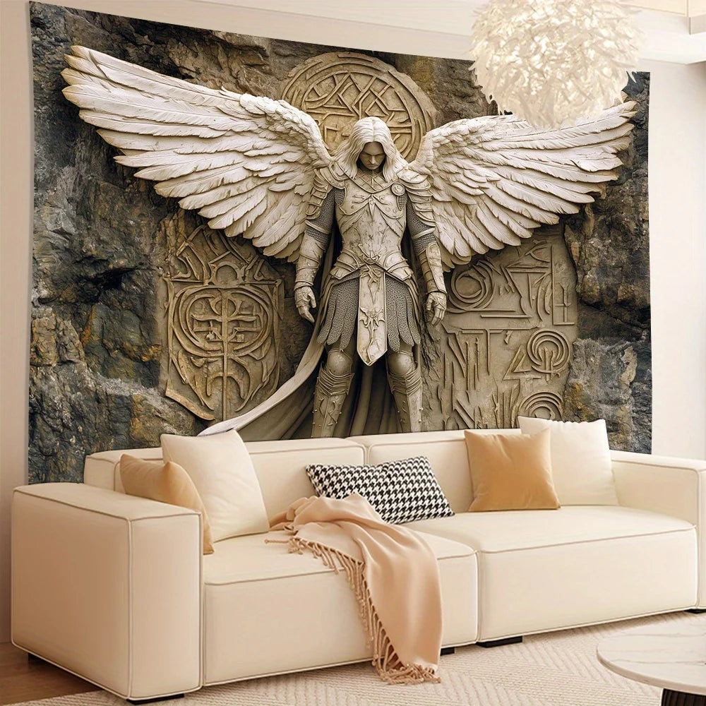 Glam Style 3D Angel Wall Tapestry for Polyester Hanging Decoration for Living Room, Bedroom, Office and Party