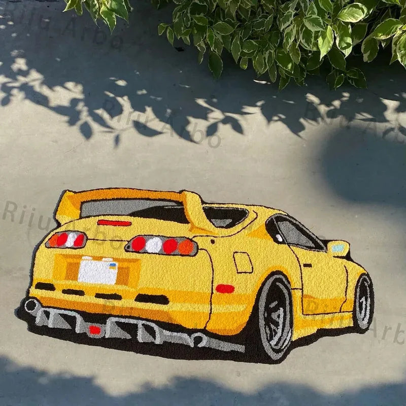 VIKAMA Car-Themed Boy'S Room Rug, Soft-Pile Car Enthusiast Floor Mat, Suitable For Bedrooms, Headboard Pad, Boy'S Gift