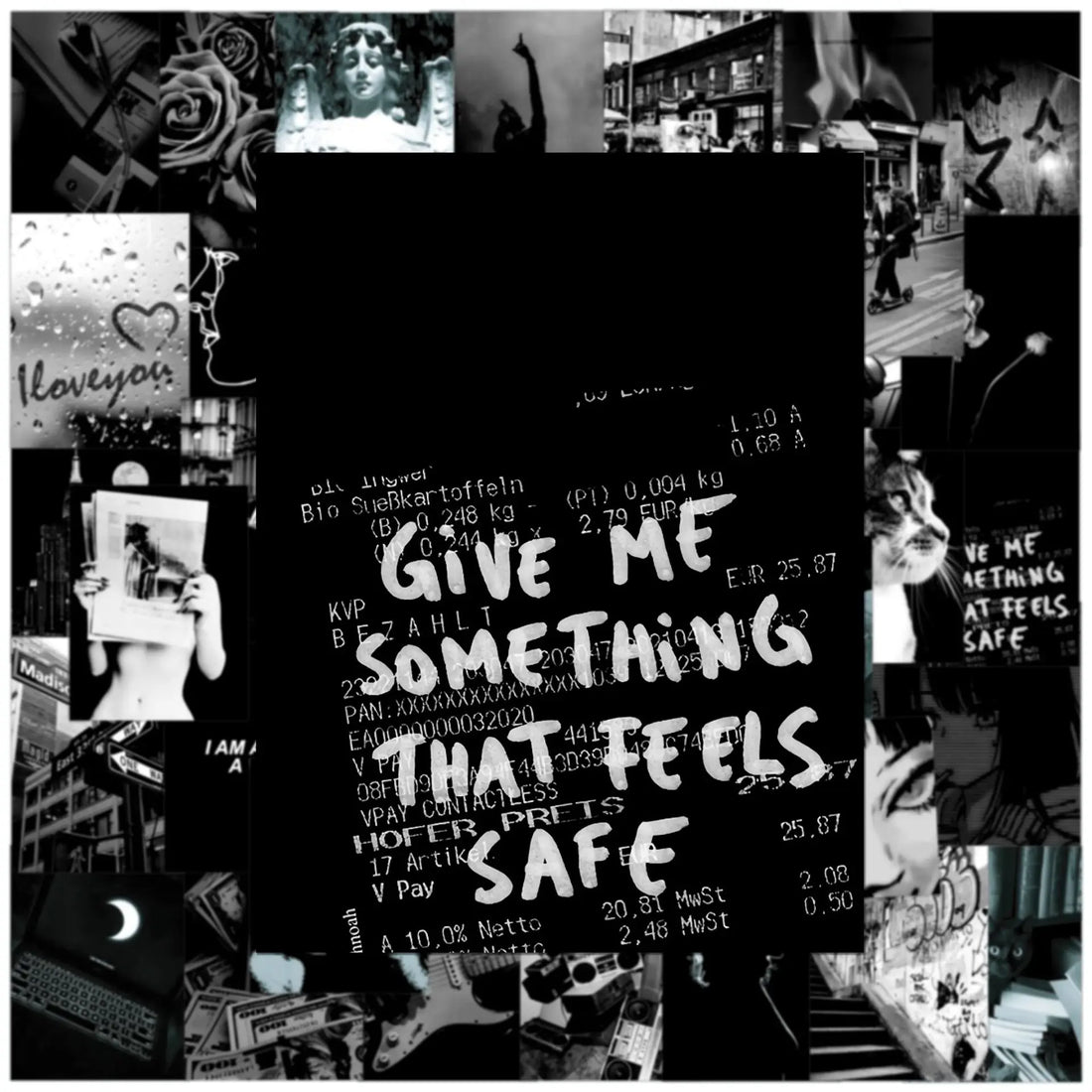 50pcs Black and White Personality Trend Series Graffiti Stickers Suitable for Wall Decoration DIY Sticker Pack with Storage Box