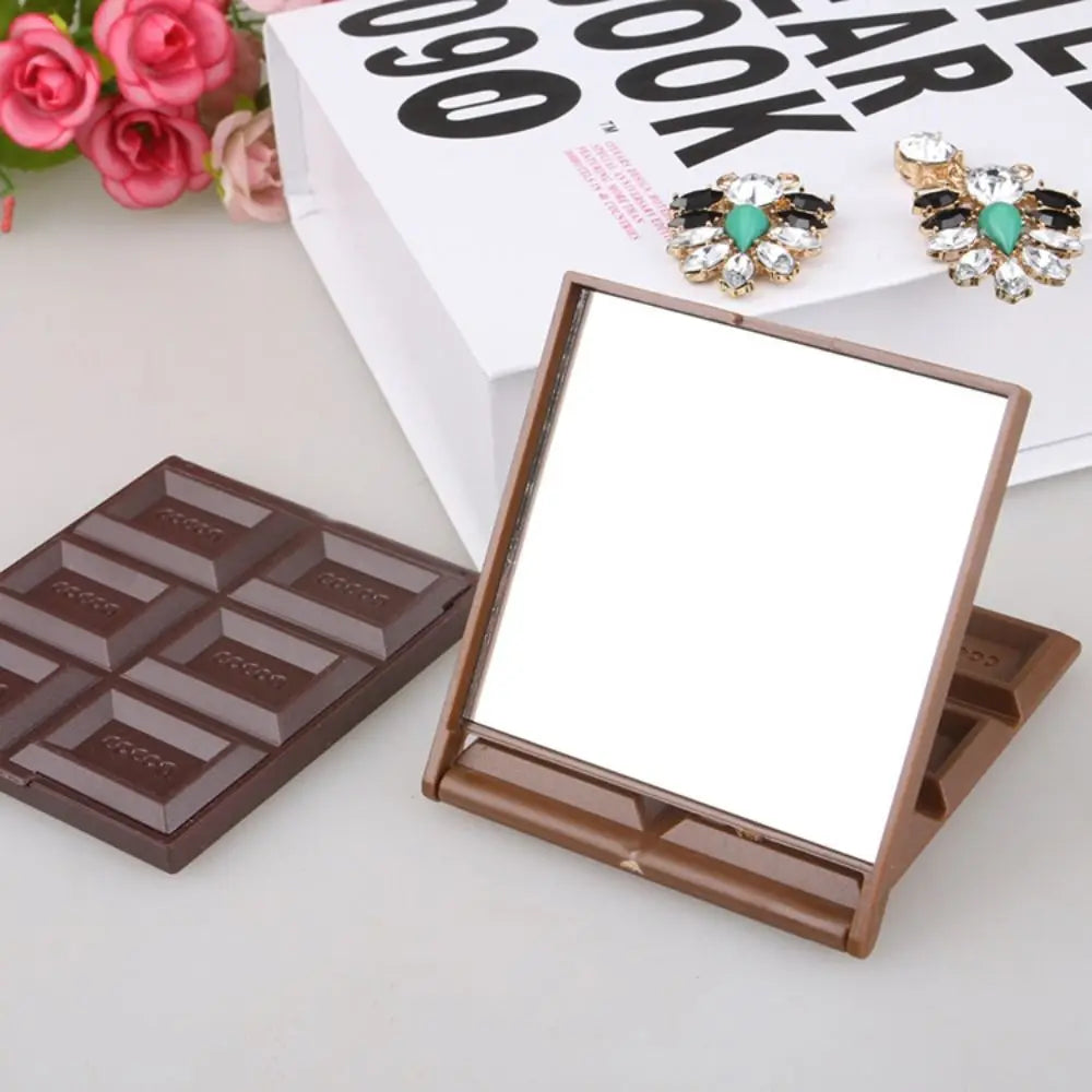 Creative Decorative Chocolate Mirror Square Kawaii Portable Mirror Plastic Chocolate Shaped Vanity Mirror Children
