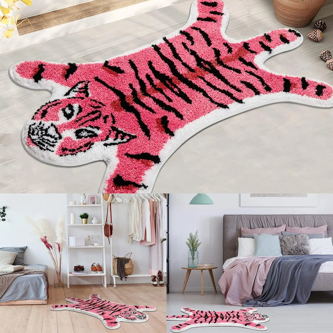 VIKAMA Cartoon Ultra-Fine Sand Carpet Cute Soft Bedroom Bathroom Mat Plush Non-Slip Entrance Door Mat Home Decoration